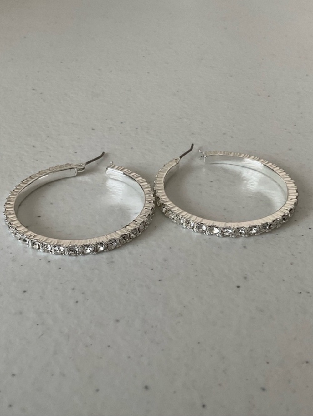 DKNY Silver Crystal-Embellished Hoop Earrings